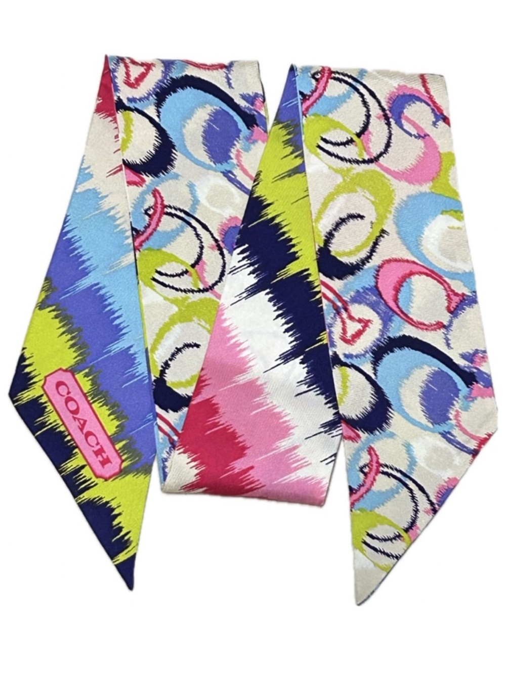 Coach Poppy multicolor IKAT print silk skinny scarf - Picture 5 of 10
